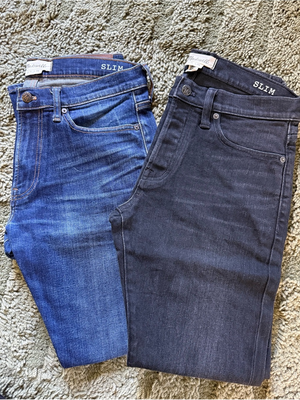 Bundle of 2 Madewell Men’s Slim Fit Jeans 31x30 Indigo & Washed Black